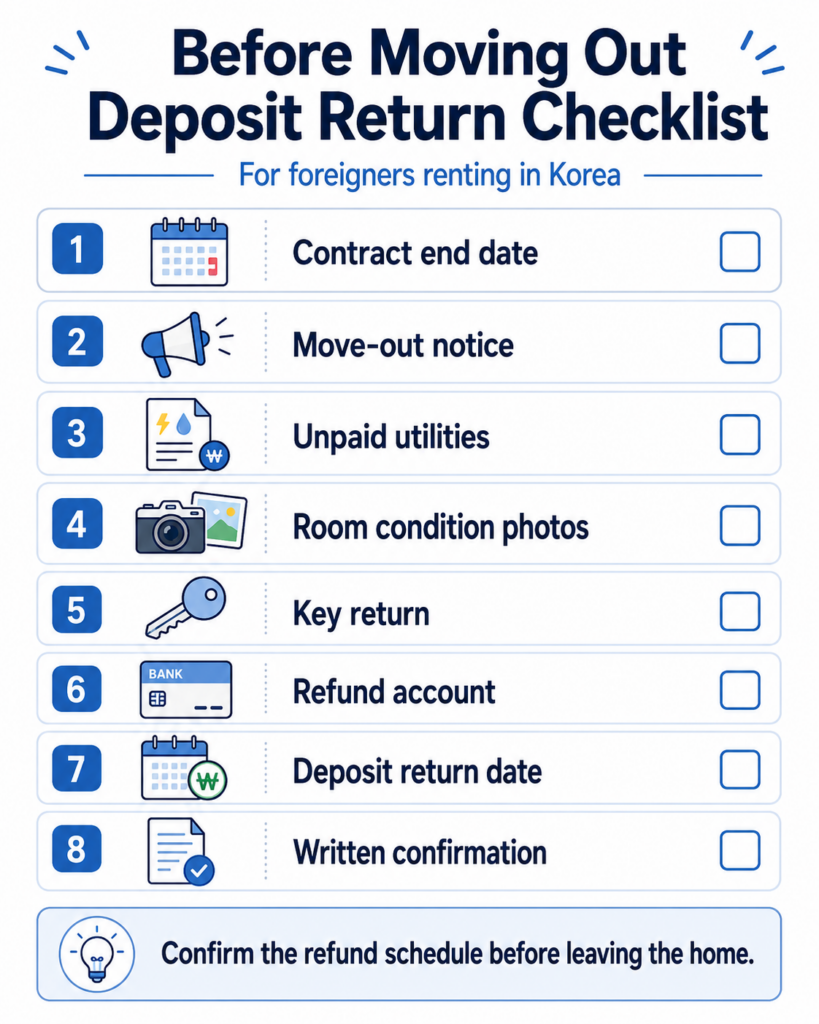 before moving out jeonse deposit checklist