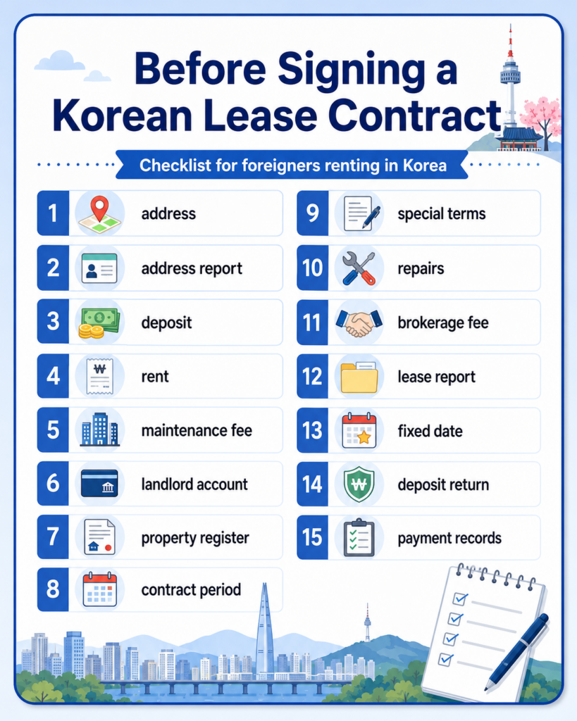 before signing korean lease contract checklist