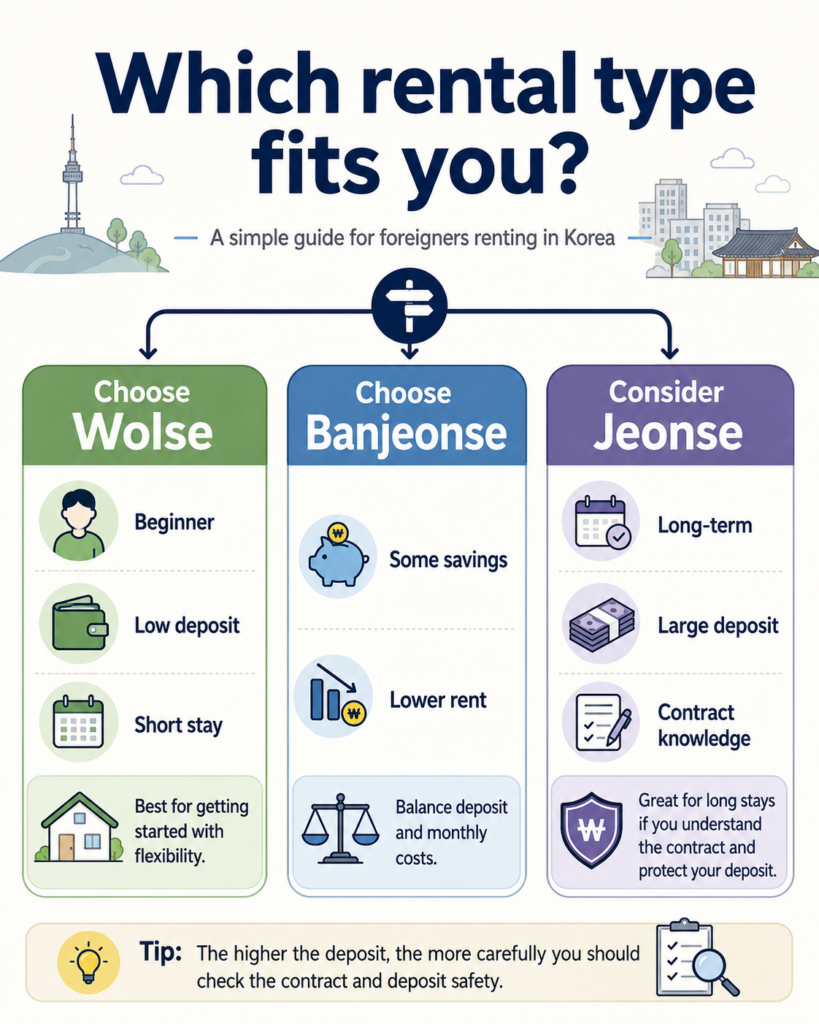 Wolse vs Jeonse for Foreigners: Korean Rent Explained choose wolse jeonse banjeonse foreigners