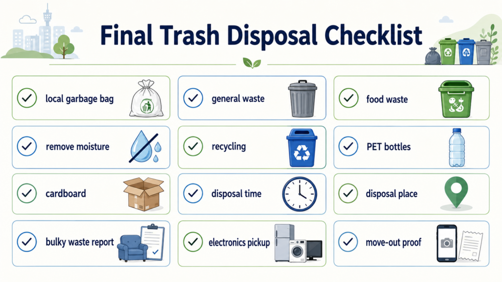 final trash disposal checklist korea