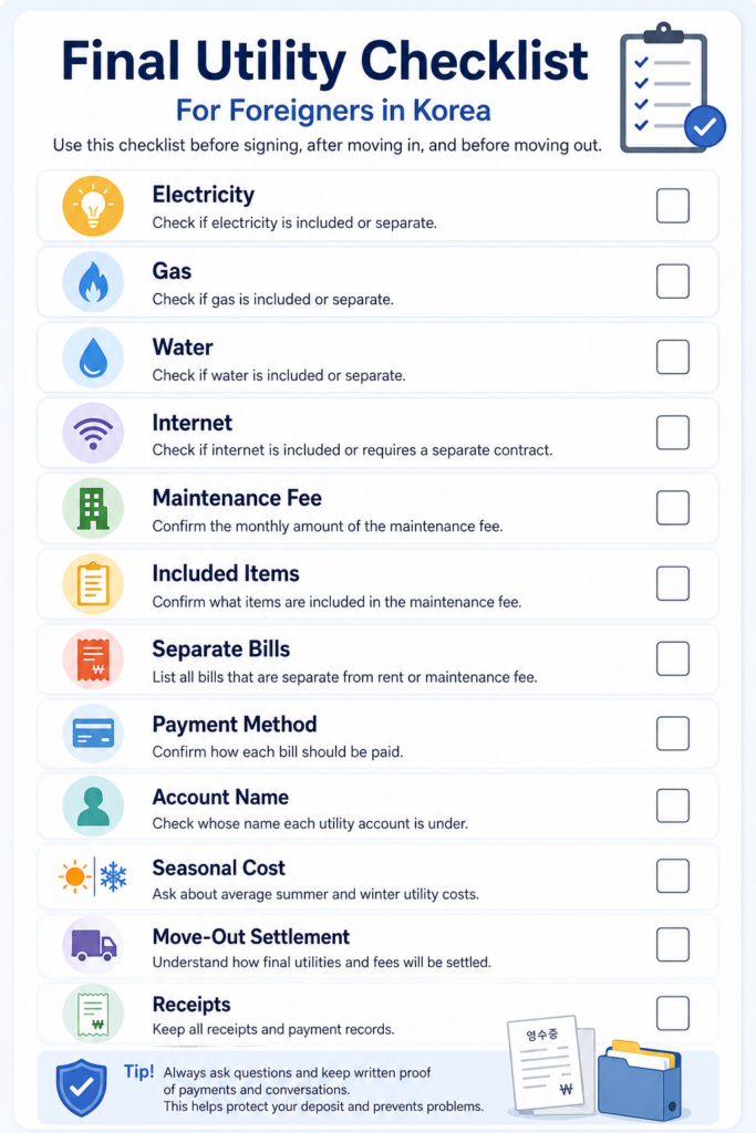 final utility checklist korea foreigner