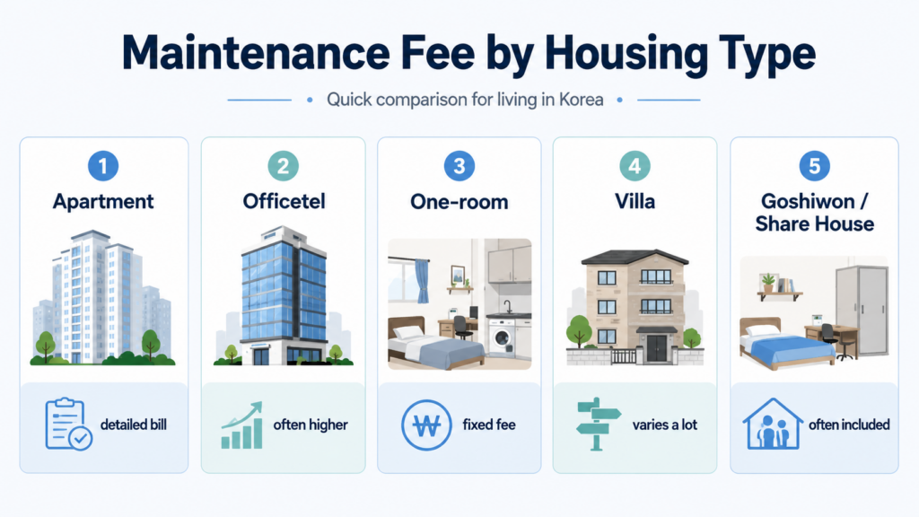 maintenance fee by housing type korea