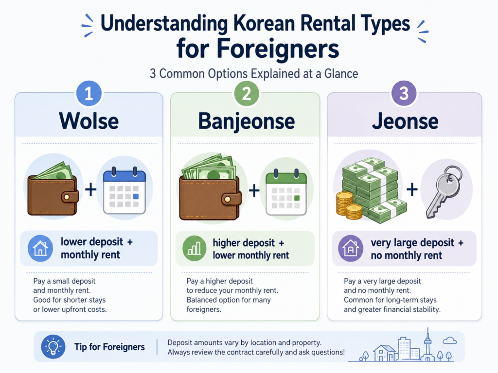 Wolse vs Jeonse for Foreigners: Korean Rent Explained wolse jeonse banjeonse comparison